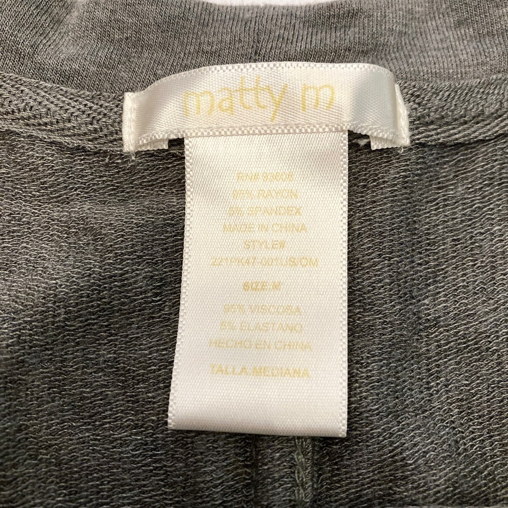 matty m Tee Shirt Gray Rolled Short Sleeve Womens M Rayon Spandex Soft Highlow - Picture 3 of 6